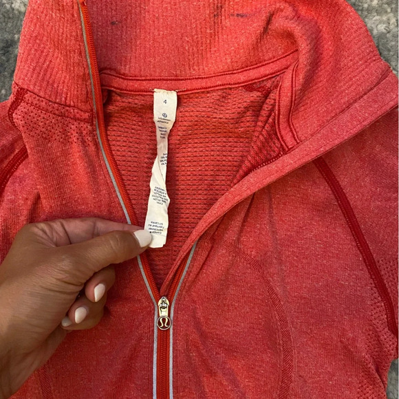 Lululemon Run: Swiftly Tech 1/2 Zip, Sun-washed Redish Pink, SZ 4 - Picture 3 of 5